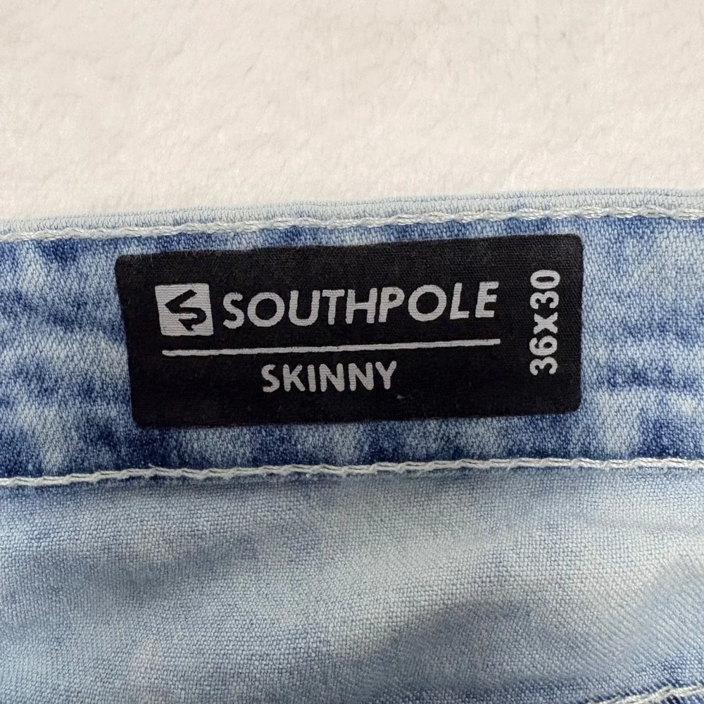 Southpole Jeans Mens‎ 36x30 Skinny Fit Moto Distressed Stretch Denim Y2K